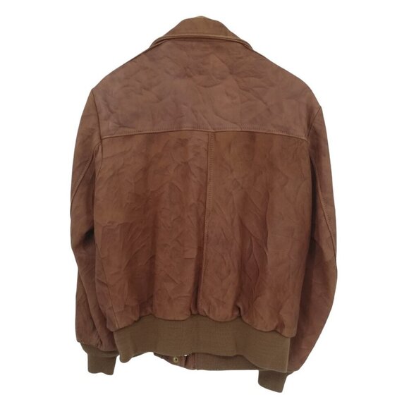 Vintage Genuine Deer Skin Brown Bomber Jacket Size 36 14 Mid Western Sport TOG - Picture 9 of 13